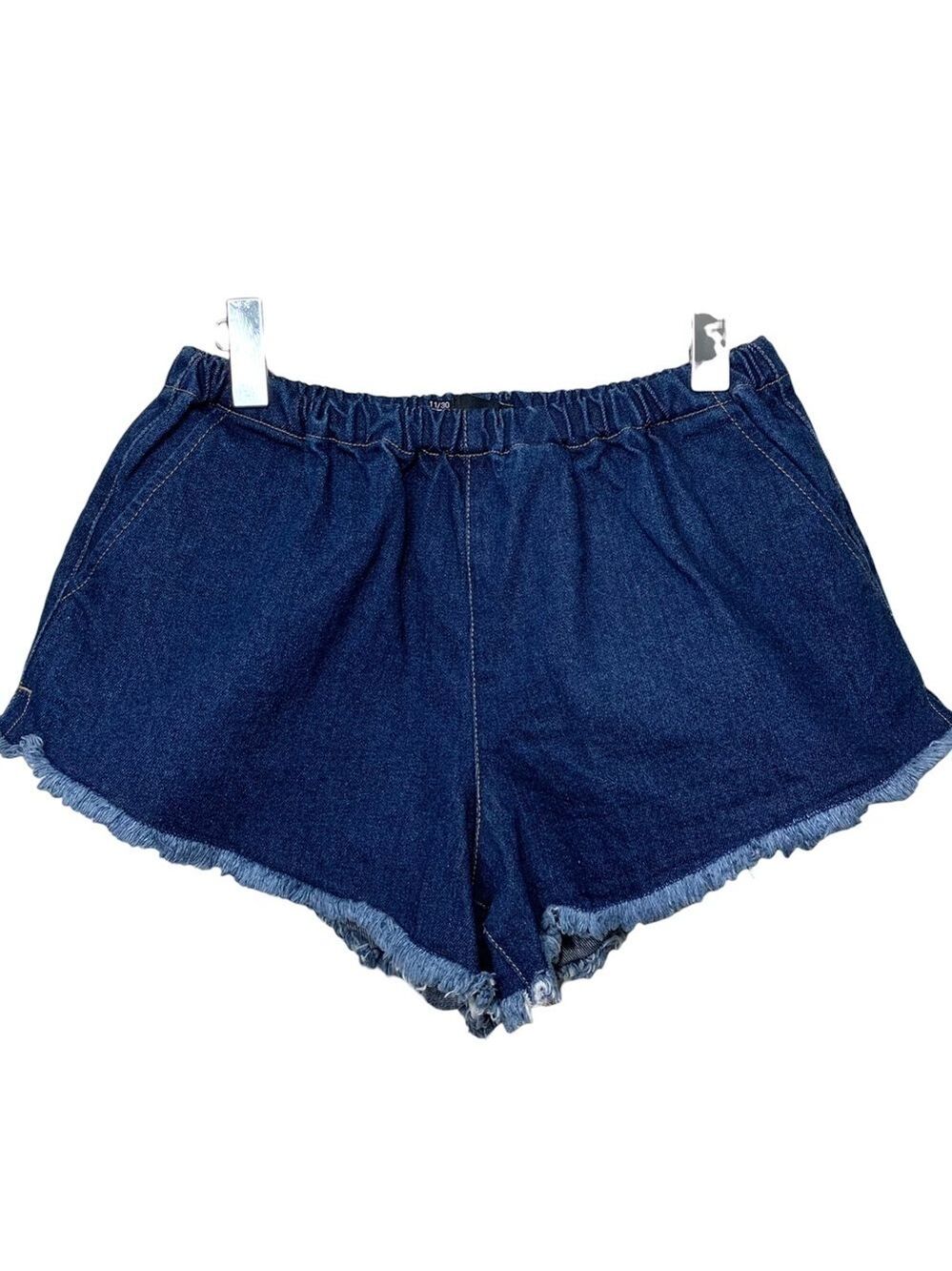 BBJ Los Angeles Cutoff Jeans Short Hi Waist Blue Raw Hem Denim Sz 30 Hot Shorts